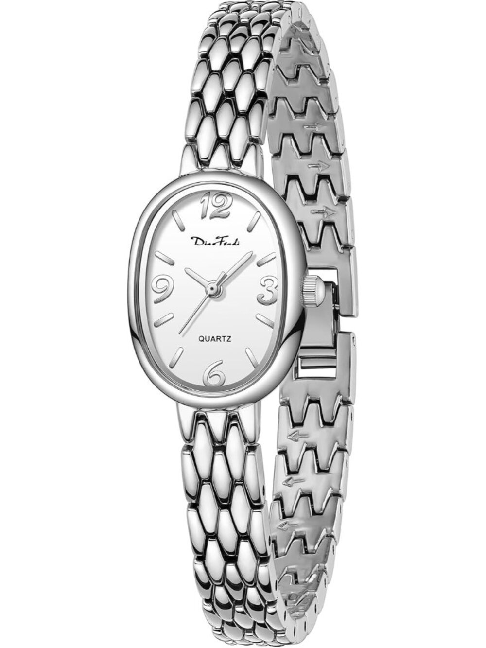 Women’s All Silver Petite Vintage Oval Japanese Quartz Waterproof Watch